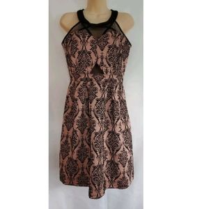 Women Enfocus Studio Pink Black Velvet Mesh Detail Stretch Dress Size 8